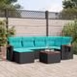 vidaXL Salon de jardin 7 pcs avec coussins noir résine tressée