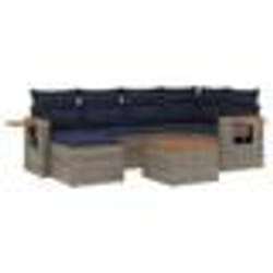 vidaXL Salon de jardin 7 pcs avec coussins gris résine tressée