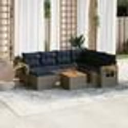 vidaXL Salon de jardin 8 pcs avec coussins gris résine tressée
