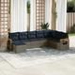 vidaXL Salon de jardin 8 pcs avec coussins gris résine tressée