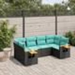 vidaXL Salon de jardin 6 pcs avec coussins noir résine tressée