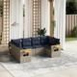 vidaXL Salon de jardin 6 pcs avec coussins gris résine tressée