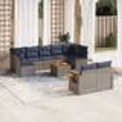 vidaXL Salon de jardin 10 pcs avec coussins gris résine tressée