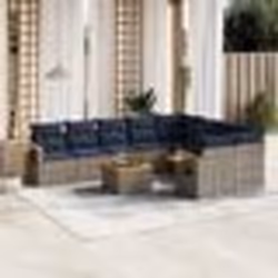 vidaXL Salon de jardin 10 pcs avec coussins gris résine tressée