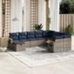 vidaXL Salon de jardin 10 pcs avec coussins gris résine tressée