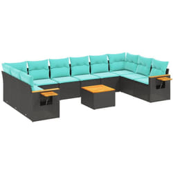 Vidaxl - Salon de jardin 11 pcs avec coussins noir résine tressée