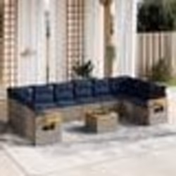 vidaXL Salon de jardin 11 pcs avec coussins gris résine tressée