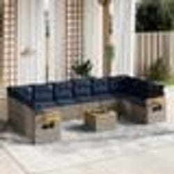 vidaXL Salon de jardin 11 pcs avec coussins gris résine tressée