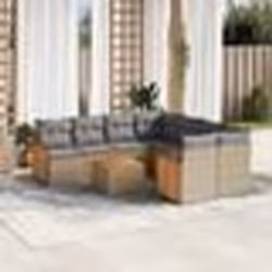 vidaXL Salon de jardin avec coussins 9 pcs beige résine tressée