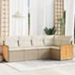 vidaXL Salon de jardin avec coussins 5 pcs beige résine tressée