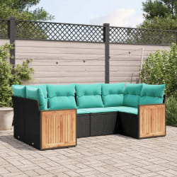 vidaXL Salon de jardin 6 pcs avec coussins noir résine tressée