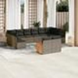 vidaXL Salon de jardin avec coussins 12 pcs gris résine tressée