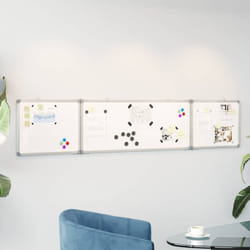 Tableau blanc magnétique pliable 200x40x1,7 cm aluminium Vidaxl
