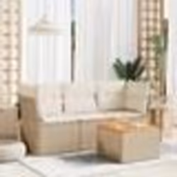 vidaXL Salon de jardin avec coussins 4 pcs beige résine tressée