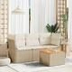vidaXL Salon de jardin avec coussins 4 pcs beige résine tressée