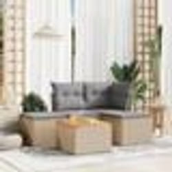 vidaXL Salon de jardin avec coussins 5 pcs beige résine tressée