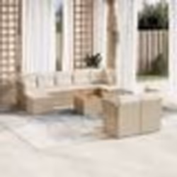 vidaXL Salon de jardin avec coussins 10 pcs beige résine tressée