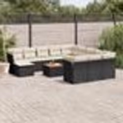vidaXL Salon de jardin avec coussins 13 pcs noir résine tressée