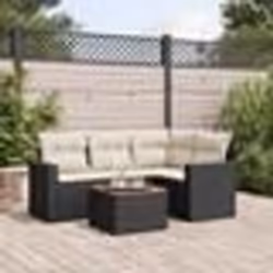 vidaXL Salon de jardin 5 pcs avec coussins noir résine tressée
