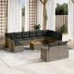 vidaXL Salon de jardin avec coussins 13 pcs gris résine tressée