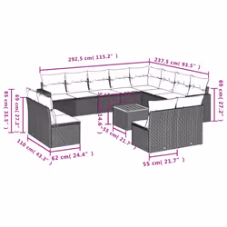 VidaXL 3224368 banc de jardin Rotin, Acier, Bois d'acacia