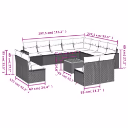 VidaXL 3224369 banc de jardin Rotin, Acier, Bois d'acacia