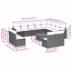VidaXL 3224372 banc de jardin Rotin, Acier, Bois d'acacia