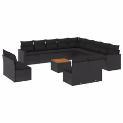 VidaXL 3224375, Noir, Rotin, Acier, Bois d'acacia, 110 kg, Adultes et enfants, 550 mm, 550 mm
