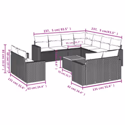 VidaXL 3224382 banc de jardin Rotin, Acier, Bois d'acacia