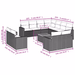VidaXL 3224385 banc de jardin Rotin, Acier, Bois d'acacia