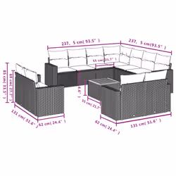 VidaXL 3224387 banc de jardin Rotin, Acier, Bois d'acacia