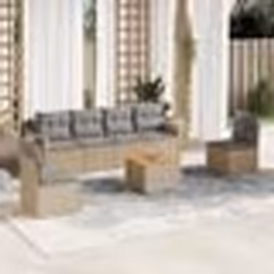 vidaXL Salon de jardin avec coussins 7 pcs beige résine tressée
