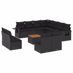 VidaXL 3224620, Noir, Rotin, Acier, Bois d'acacia, 110 kg, Adultes et enfants, 550 mm, 550 mm