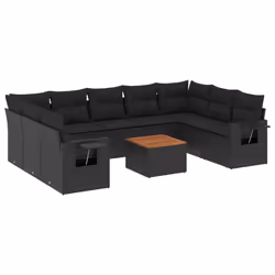 VidaXL 3224704, Noir, Rotin, Acier, Bois d'acacia, 110 kg, Adultes et enfants, 550 mm, 550 mm