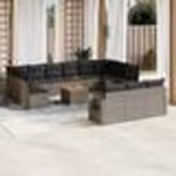 vidaXL Salon de jardin avec coussins 14 pcs gris résine tressée