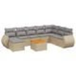 vidaXL Salon de jardin avec coussins 9 pcs beige résine tressée
