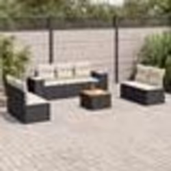 vidaXL Salon de jardin 8 pcs avec coussins noir résine tressée