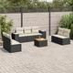 vidaXL Salon de jardin 8 pcs avec coussins noir résine tressée