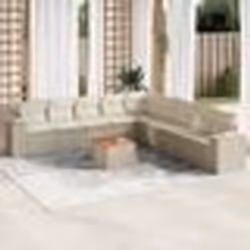 vidaXL Salon de jardin avec coussins 10 pcs beige résine tressée