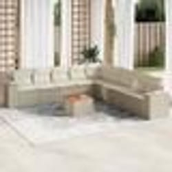 vidaXL Salon de jardin avec coussins 10 pcs beige résine tressée