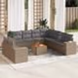 vidaXL Salon de jardin avec coussins 10 pcs beige résine tressée