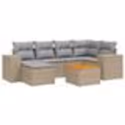 vidaXL Salon de jardin avec coussins 7 pcs beige résine tressée