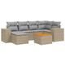 vidaXL Salon de jardin avec coussins 7 pcs beige résine tressée