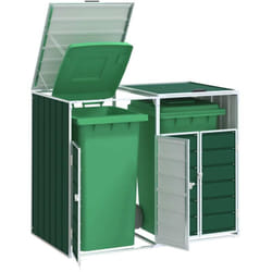 Vidaxl Rangement À Roulettes Pour Poubelles Pour Deux Bacs Acier
