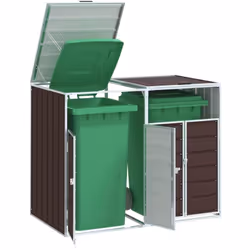 Ce rangement pour poubelles à roulettes cache discrètement vos poubelles dans le jardin, transformant votre espace extérieur  ...