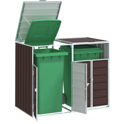 vidaXL Rangement à roulettes pour poubelles pour deux bacs acier