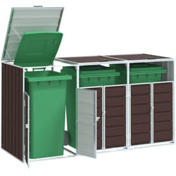 Vidaxl - Rangement à roulettes pour poubelles pour trois bacs acier