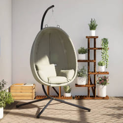Vidaxl - Chaise suspendue en forme d'œuf et support beige tissu et acier