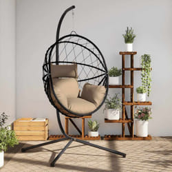 vidaXL Chaise suspendue en forme d'œuf et support taupe rotin et acier