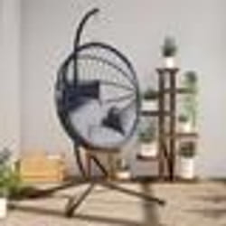 vidaXL Chaise suspendue forme d'œuf et support gris clair rotin acier